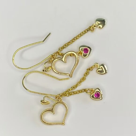Hearts Galore Earrings Gold Plated Brass - Picture 5 of 5